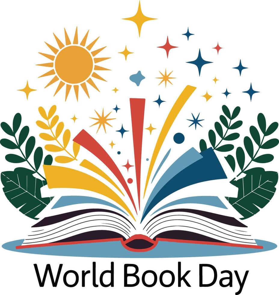 Colorful Magical Book Scene for World Book Day vector