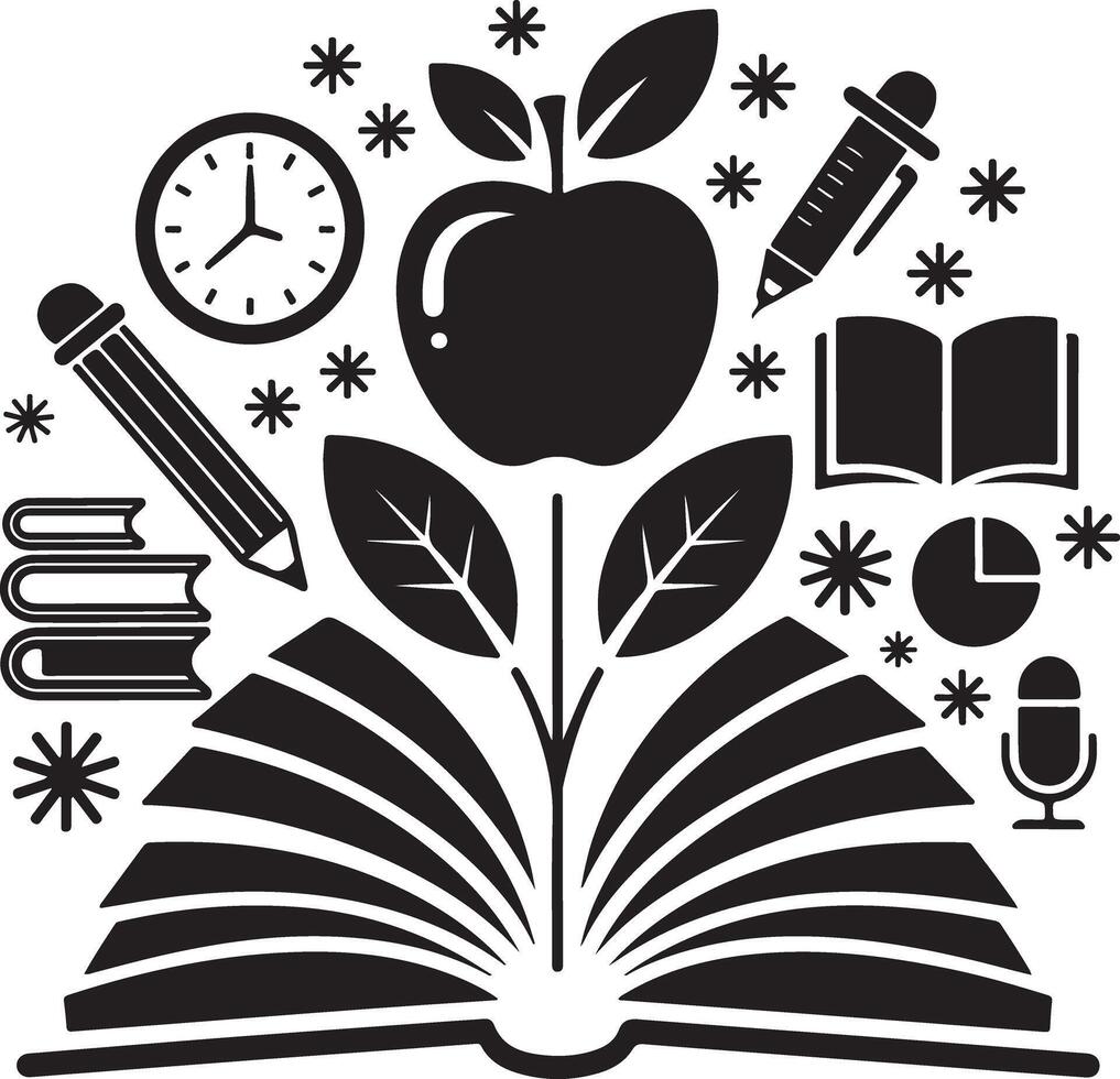 Learning Elements Silhouette Icon Set vector