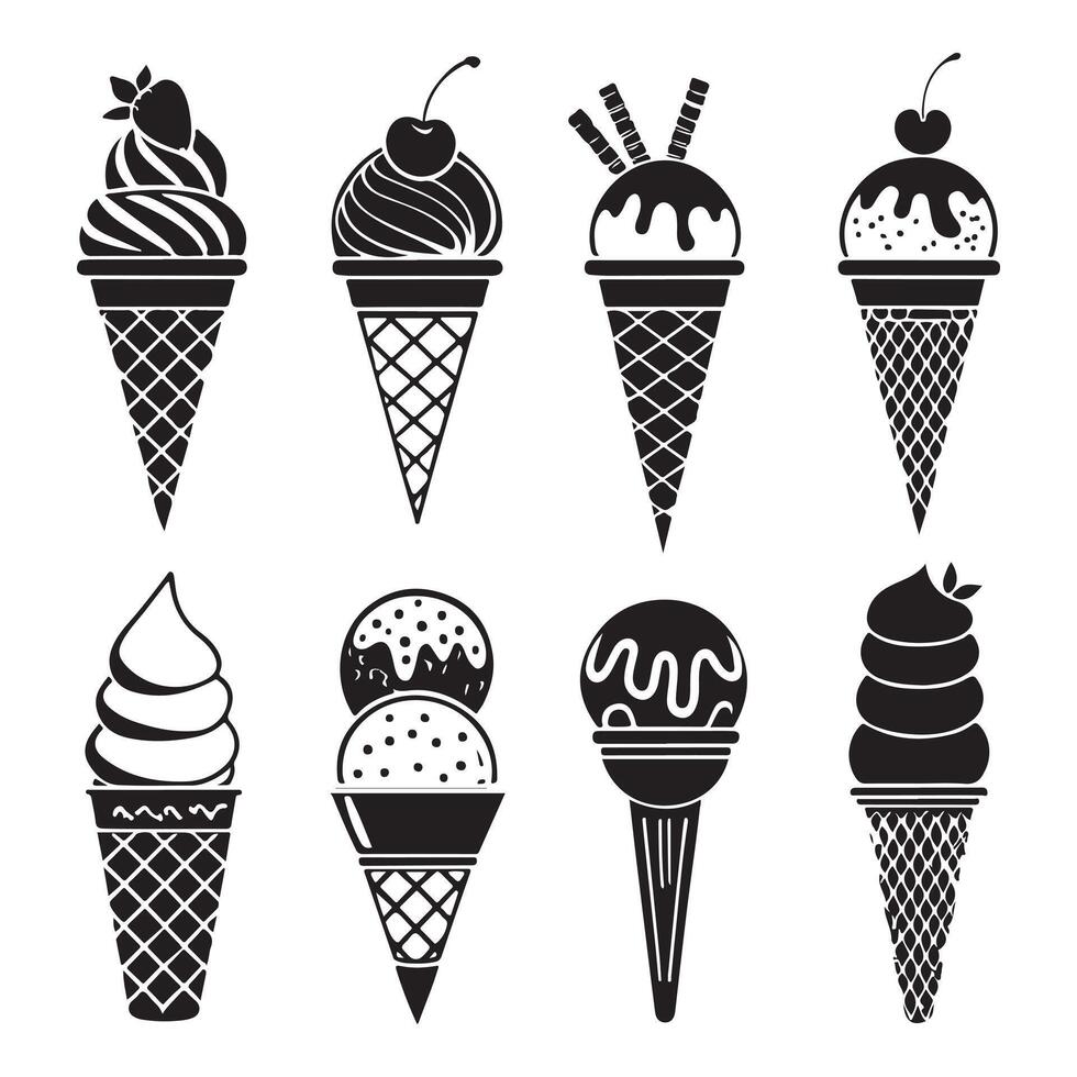 Ice Cream Cone Silhouette Collection vector