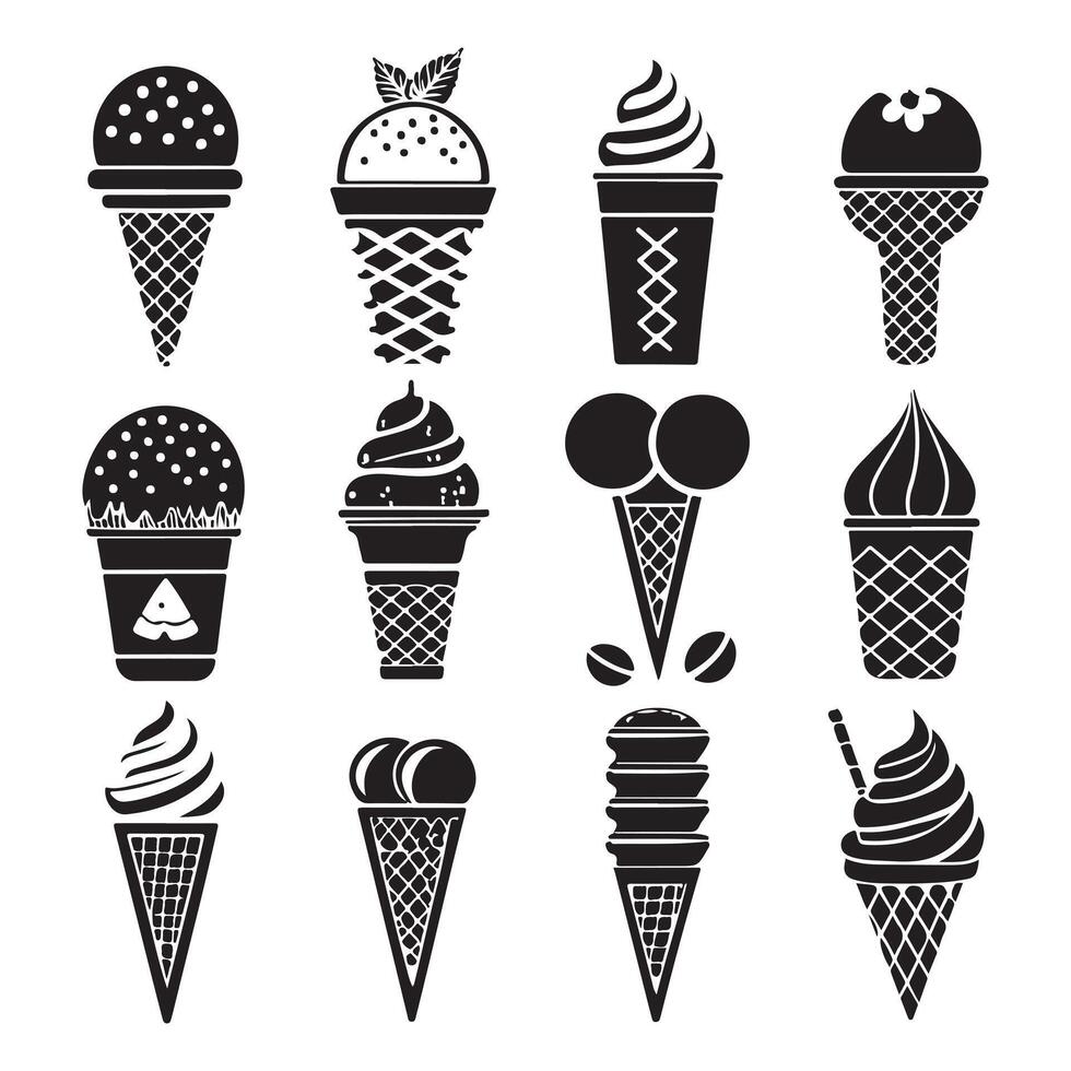 Sweet Dessert Ice Cream Icons Set vector