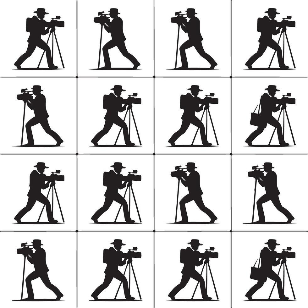 Camera Crew Silhouettes Collection for Designers vector