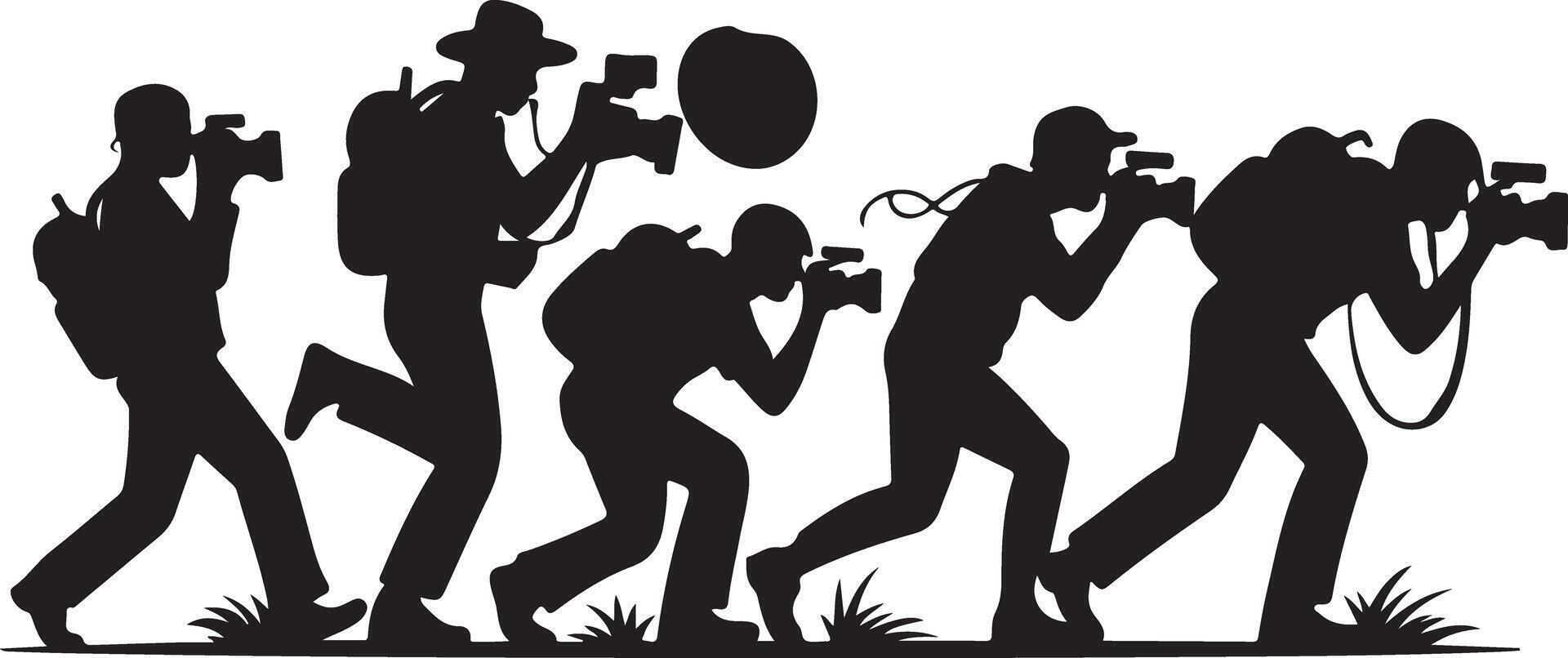 Clipart of Cameramen and Paparazzi Silhouettes vector