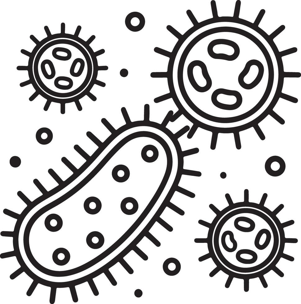 Cartoon Bacteria Silhouette Icons vector