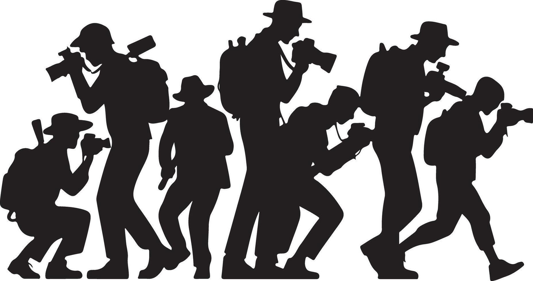 Paparazzi Silhouette Clipart Set of Photographers vector