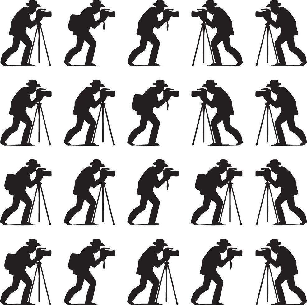 Silhouette Cameraman Set Paparazzi And Photographer Clipart Collection vector