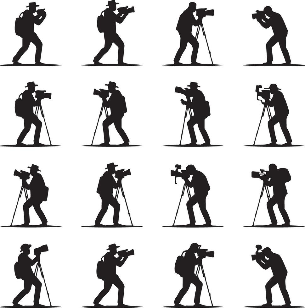Silhouette Cameramen Graphics Bundle for Projects vector