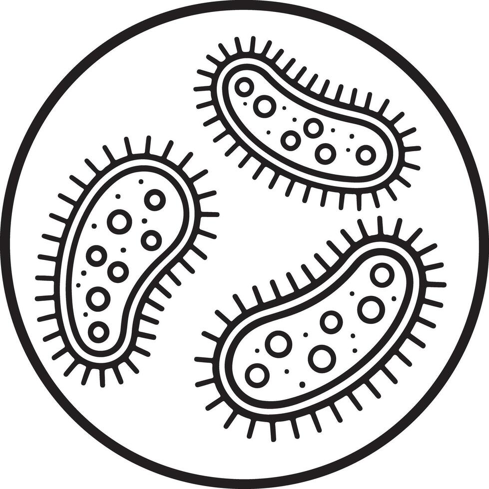 Bacteria Cell Outline Icons vector