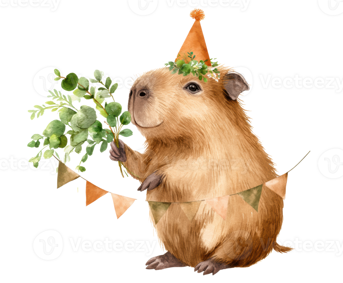 Celebrating a cute guinea pig's birthday party with decorations png