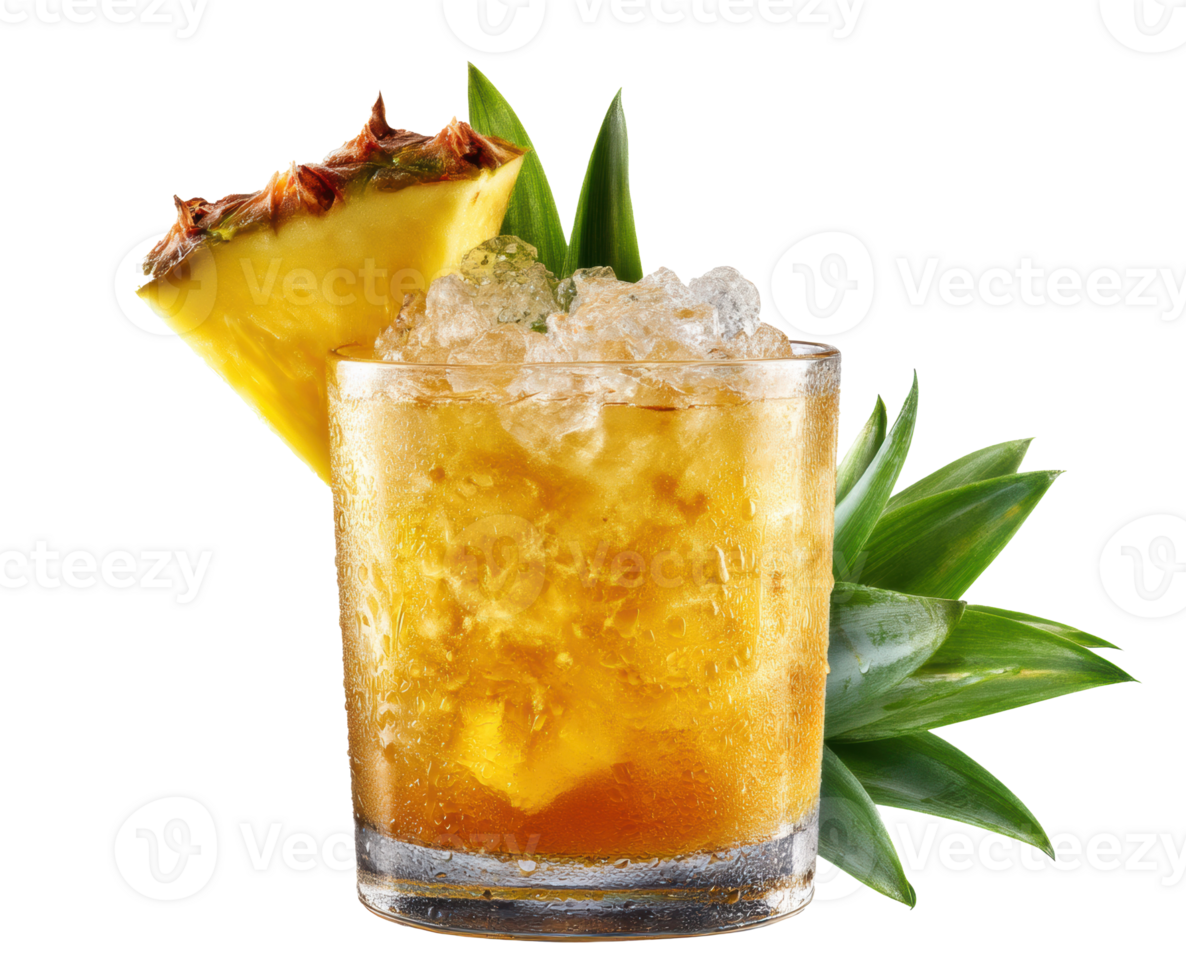 Tropical cocktail with pineapple garnish for a sunny day png