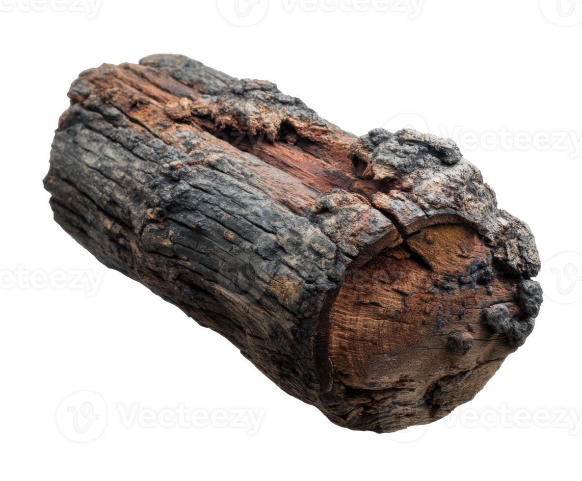 Charred log piece suitable for rustic decor and crafts png