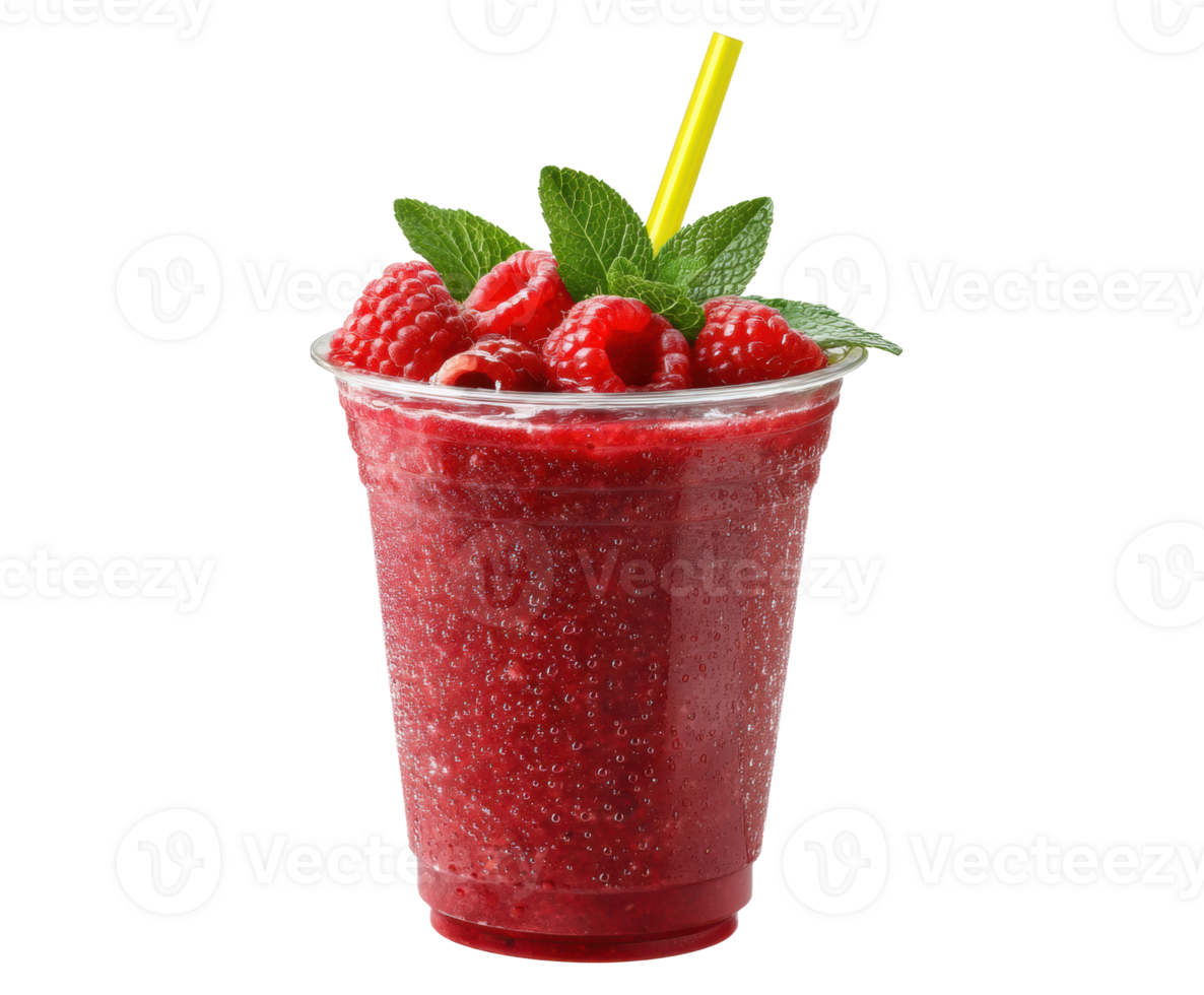 Refreshing raspberry smoothie with mint garnish for summer drinks png