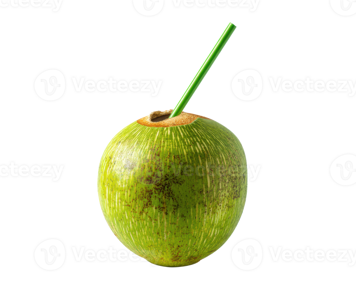 Refreshing coconut drink served in a whole coconut shell png