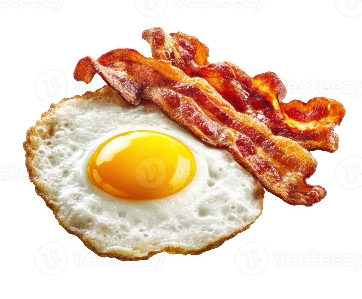 Crispy bacon and sunny side up egg for breakfast indulgence png