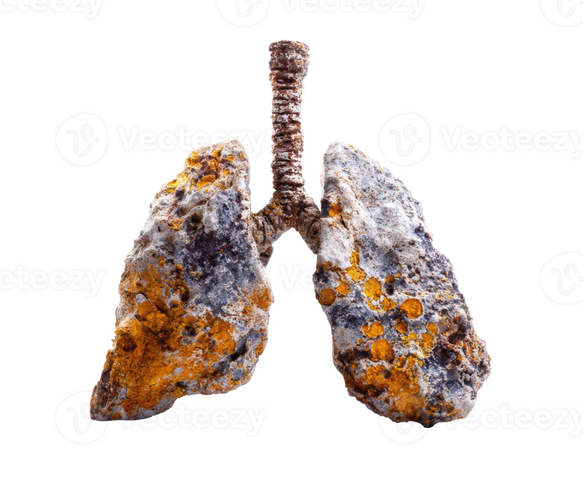 Stone lungs adorned with moss and lichen textures png