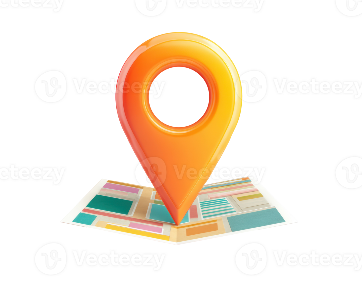Location pin on colorful map representing navigation concept png