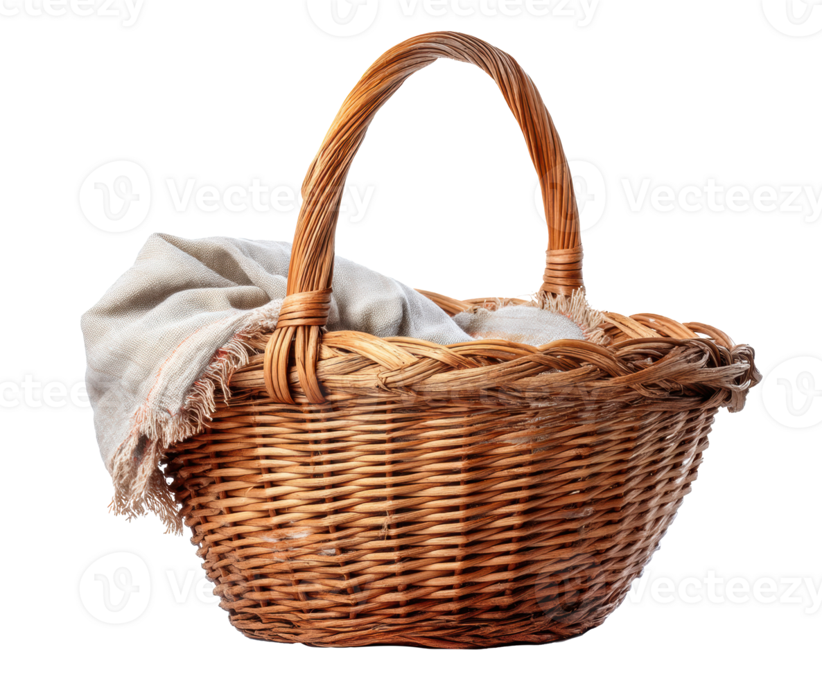 Woven basket with blanket for home decor and storage ideas png