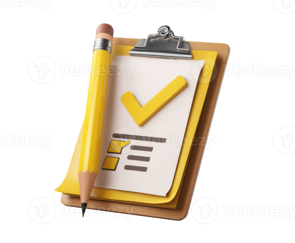 Checklist with pencil and clipboard to mark tasks completed png