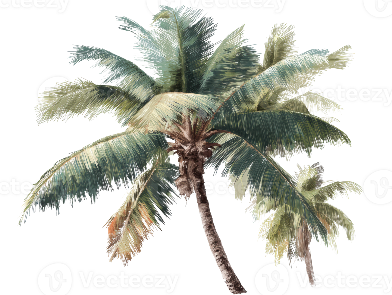 Tropical palm trees swaying in a gentle breeze for summer designs png