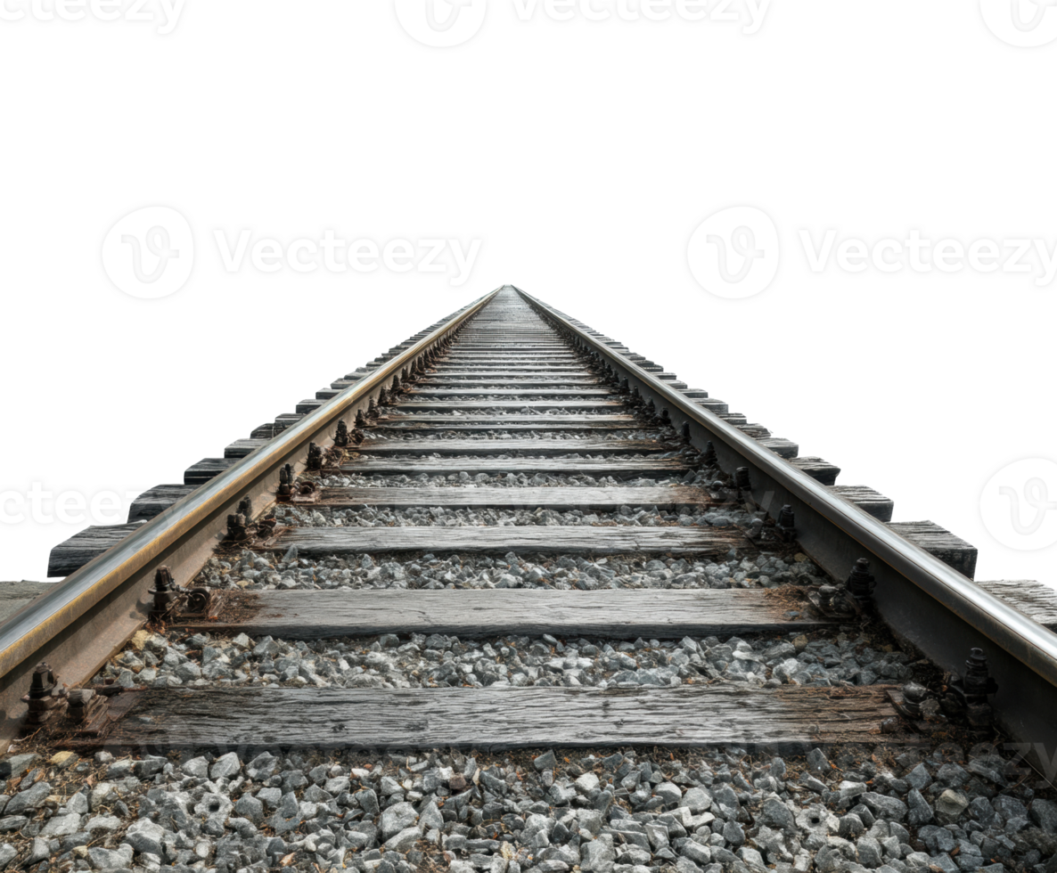 Railroad tracks stretching into the distance for design use png