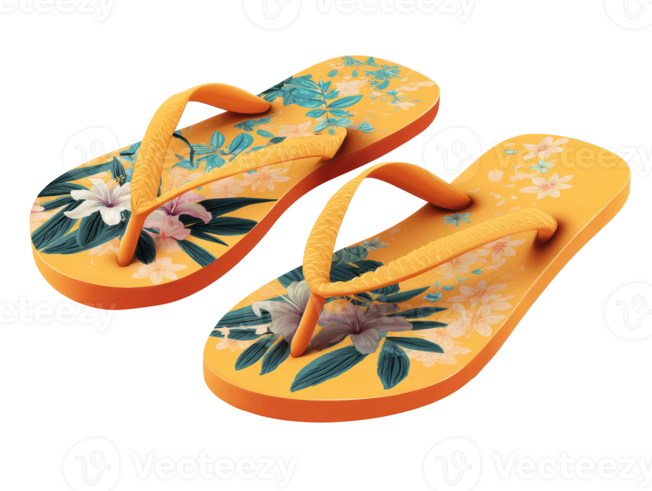 Colorful floral flip flops for summer comfort and style png