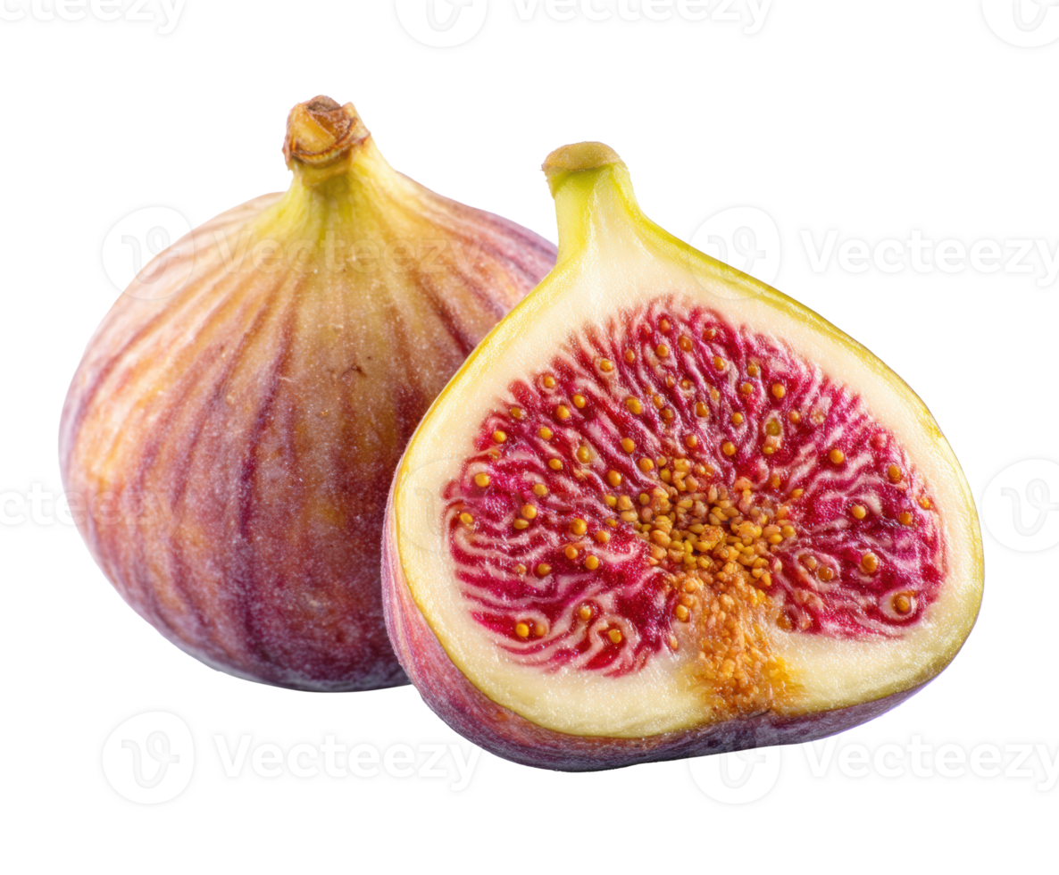 Fresh figs cut in half showcasing vibrant interior and texture png