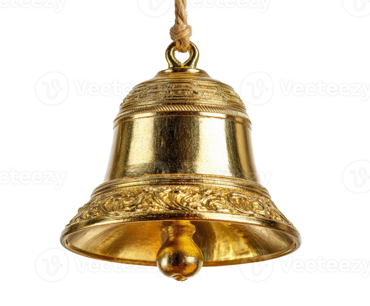 Intricately designed golden bell for celebrations png