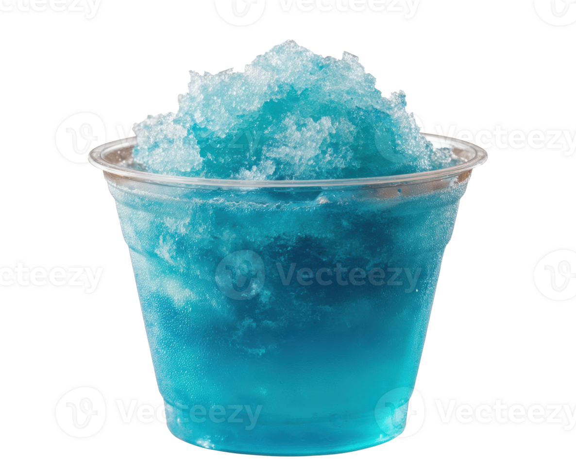 Refreshing blue slush drink in clear cup for warm days png