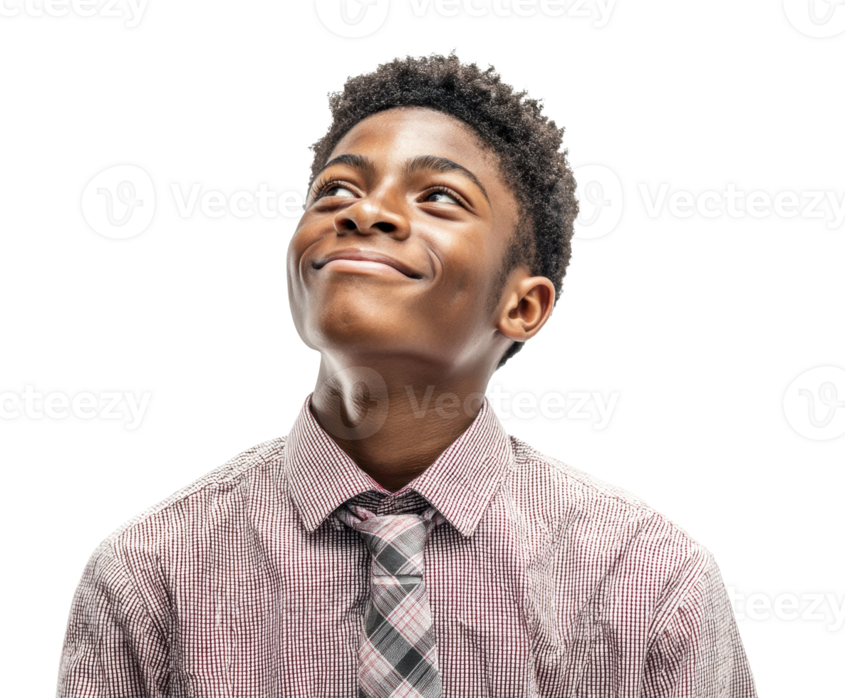 Young man in stylish shirt and tie expressing joy and optimism png