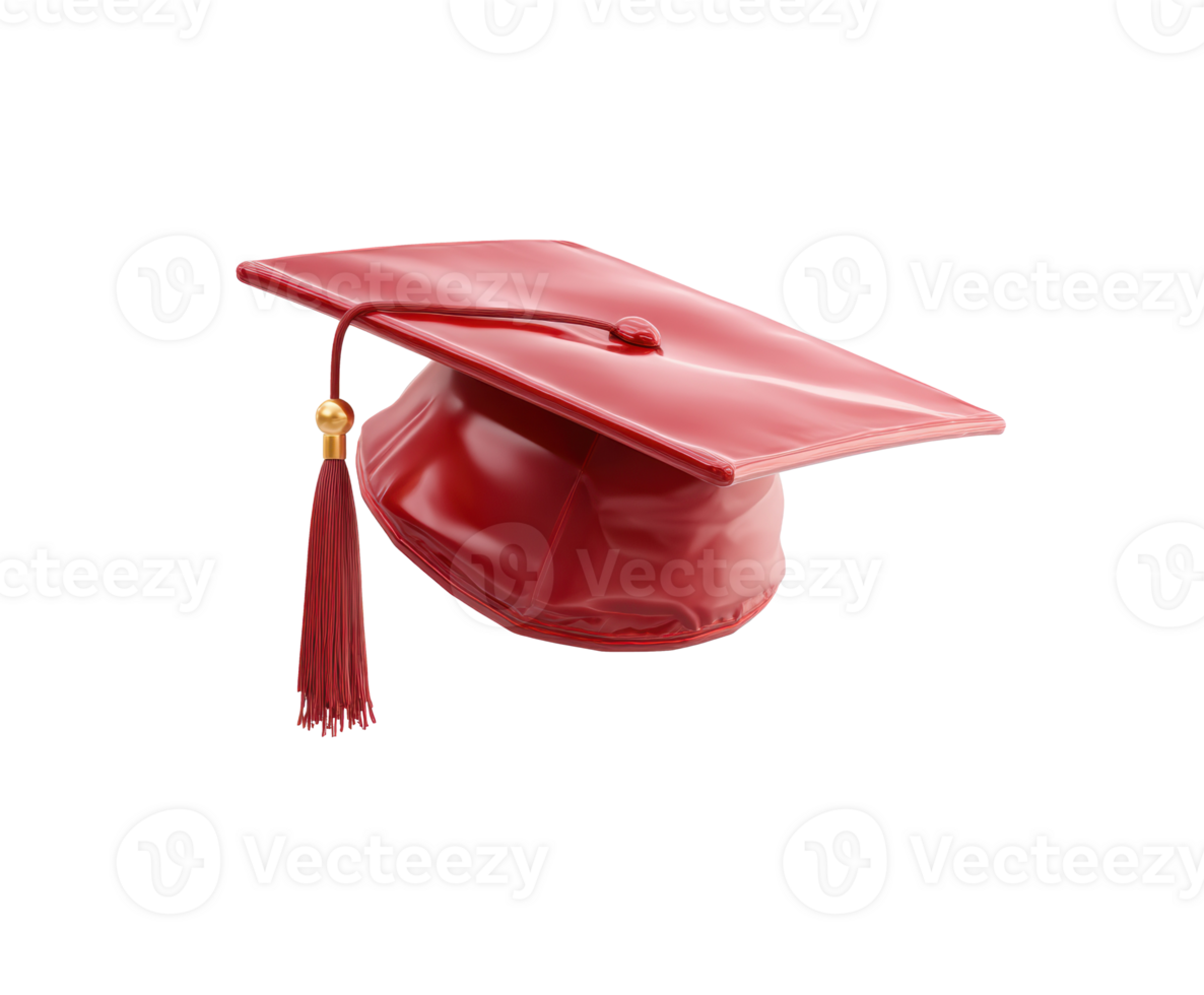 Red graduation cap with tassel for celebration and achievement png