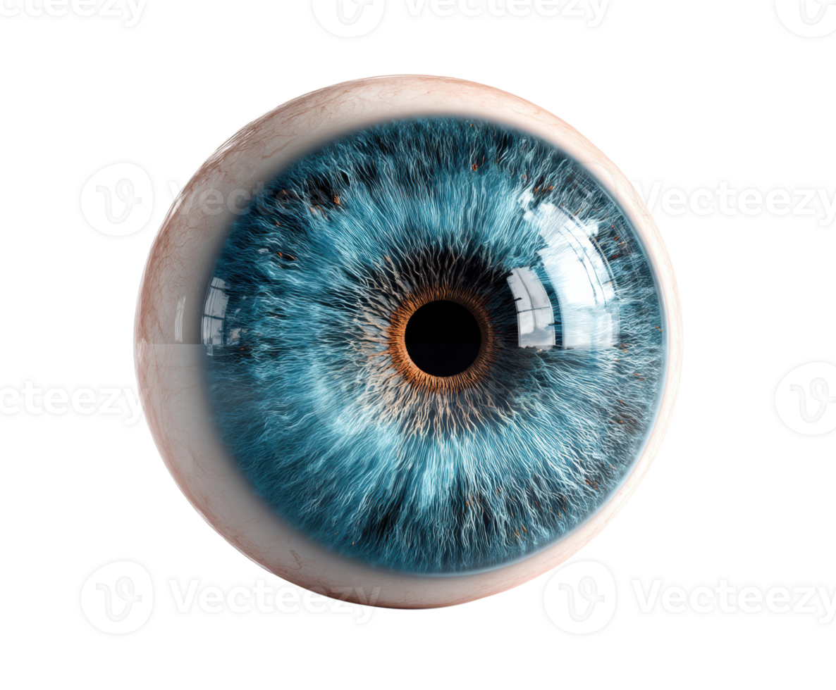 Bright blue eye with intricate details and textures for design png