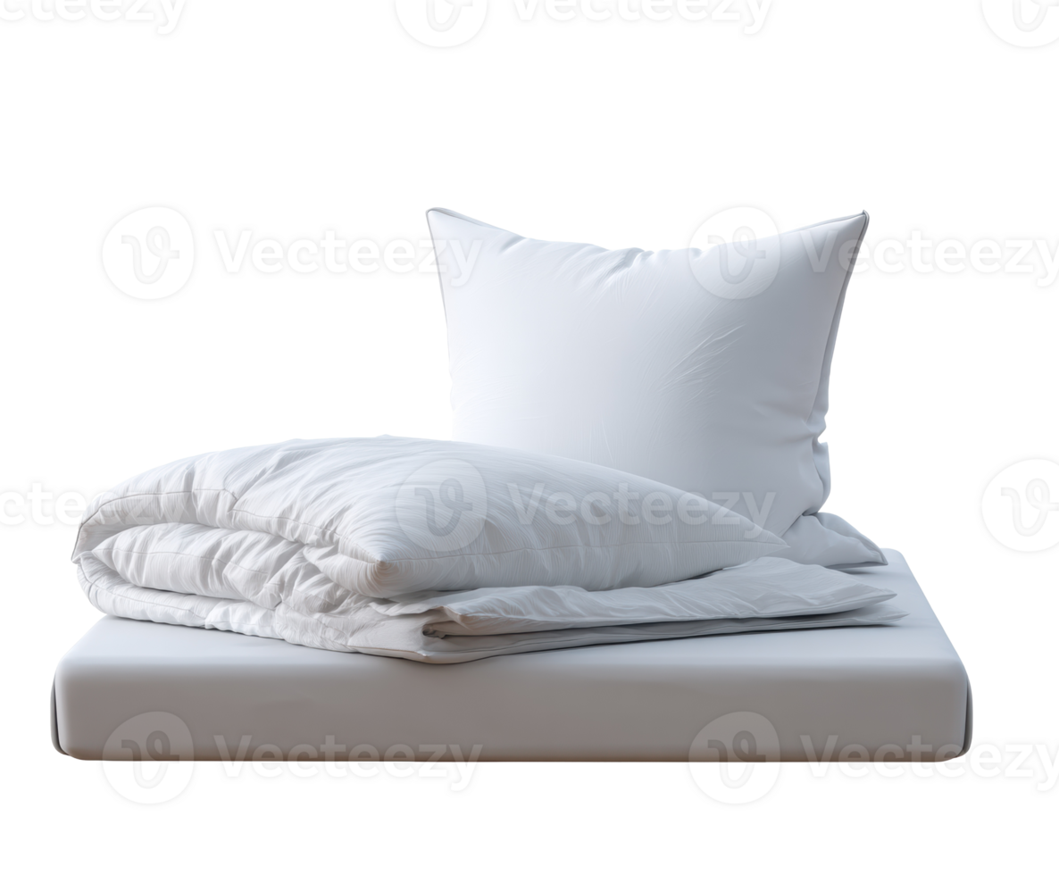 Cozy bedding arrangement for relaxation and sleep comfort png