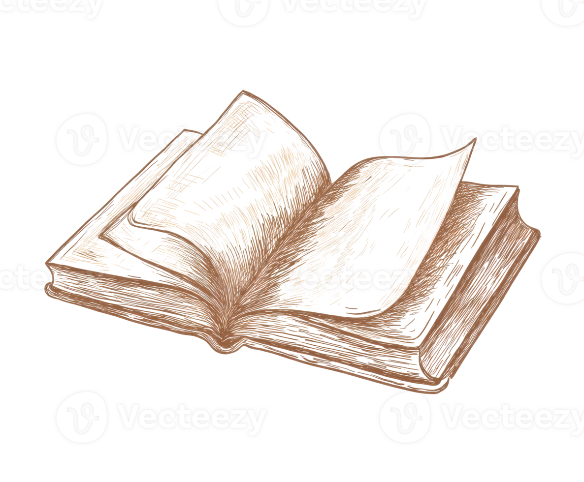 Open book with blank pages for creative ideas and notes png