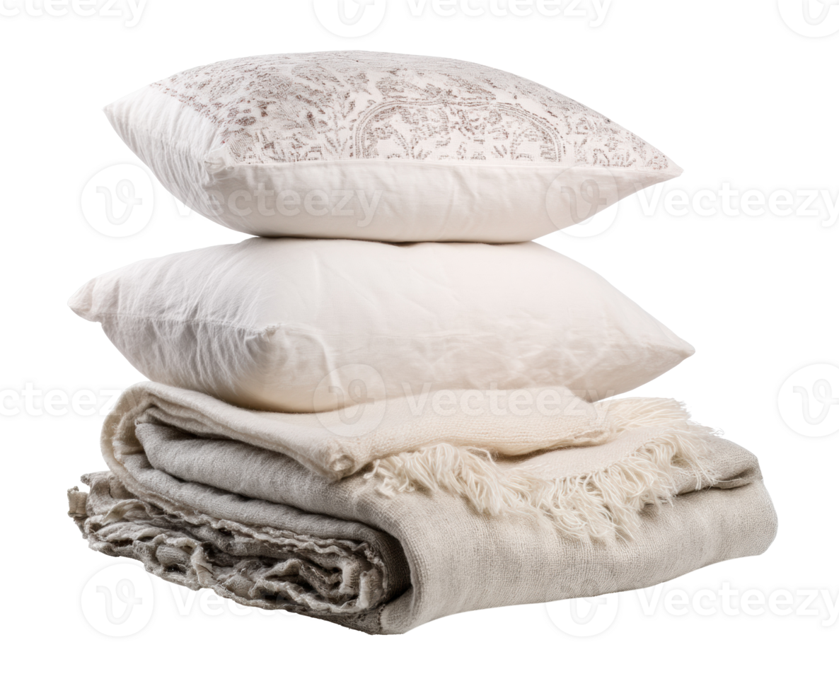 Cozy bedding arrangement for home decor and comfort png