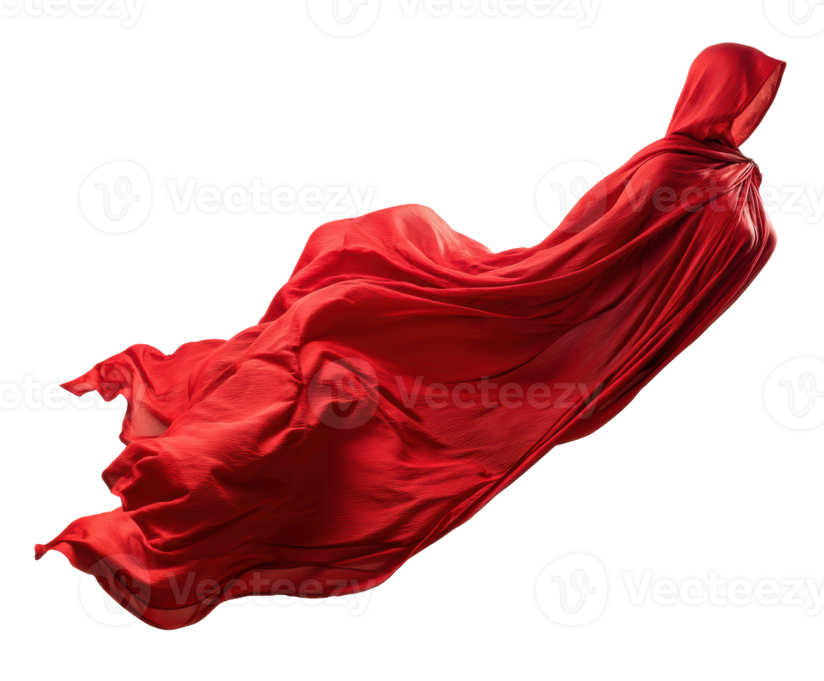 Red cape flowing in the wind, symbol of power and mystery png