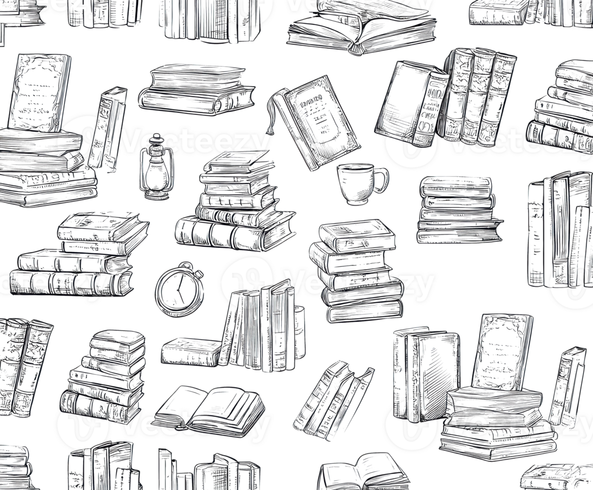 Classic book pattern design for creative projects png