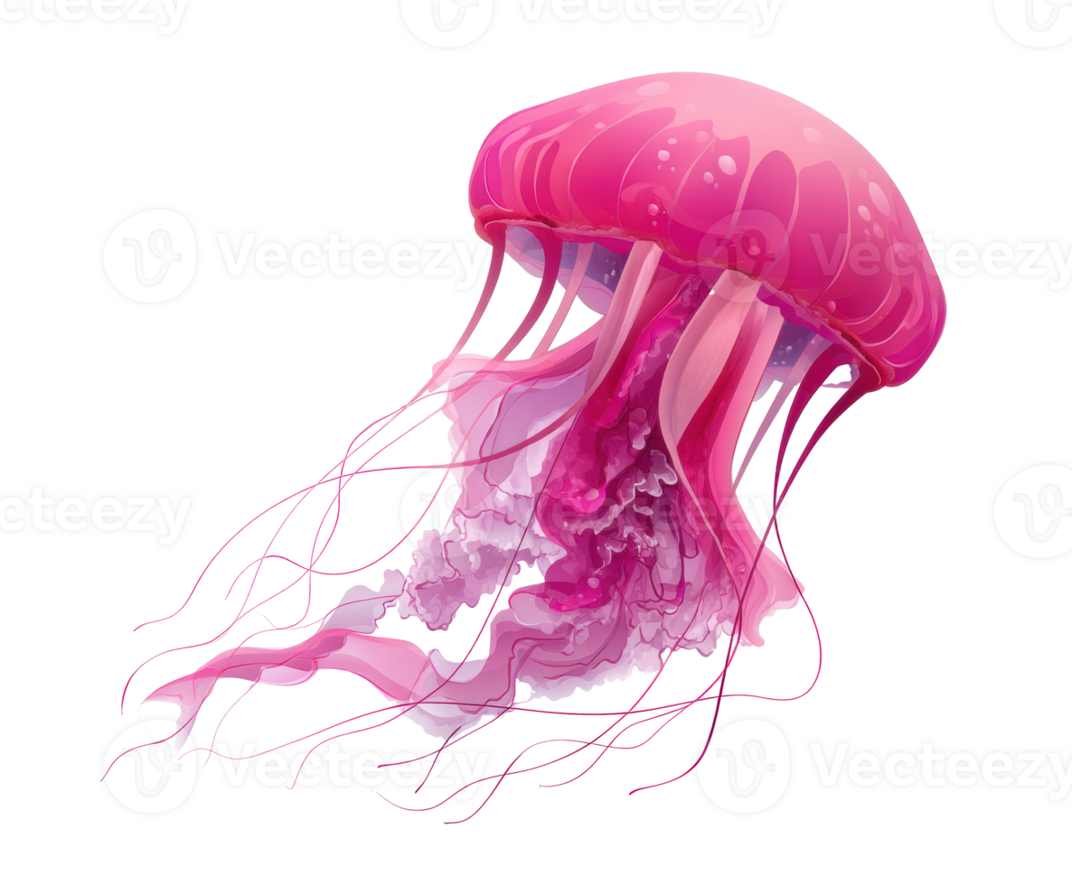 Bright pink jellyfish swimming gracefully in the ocean png