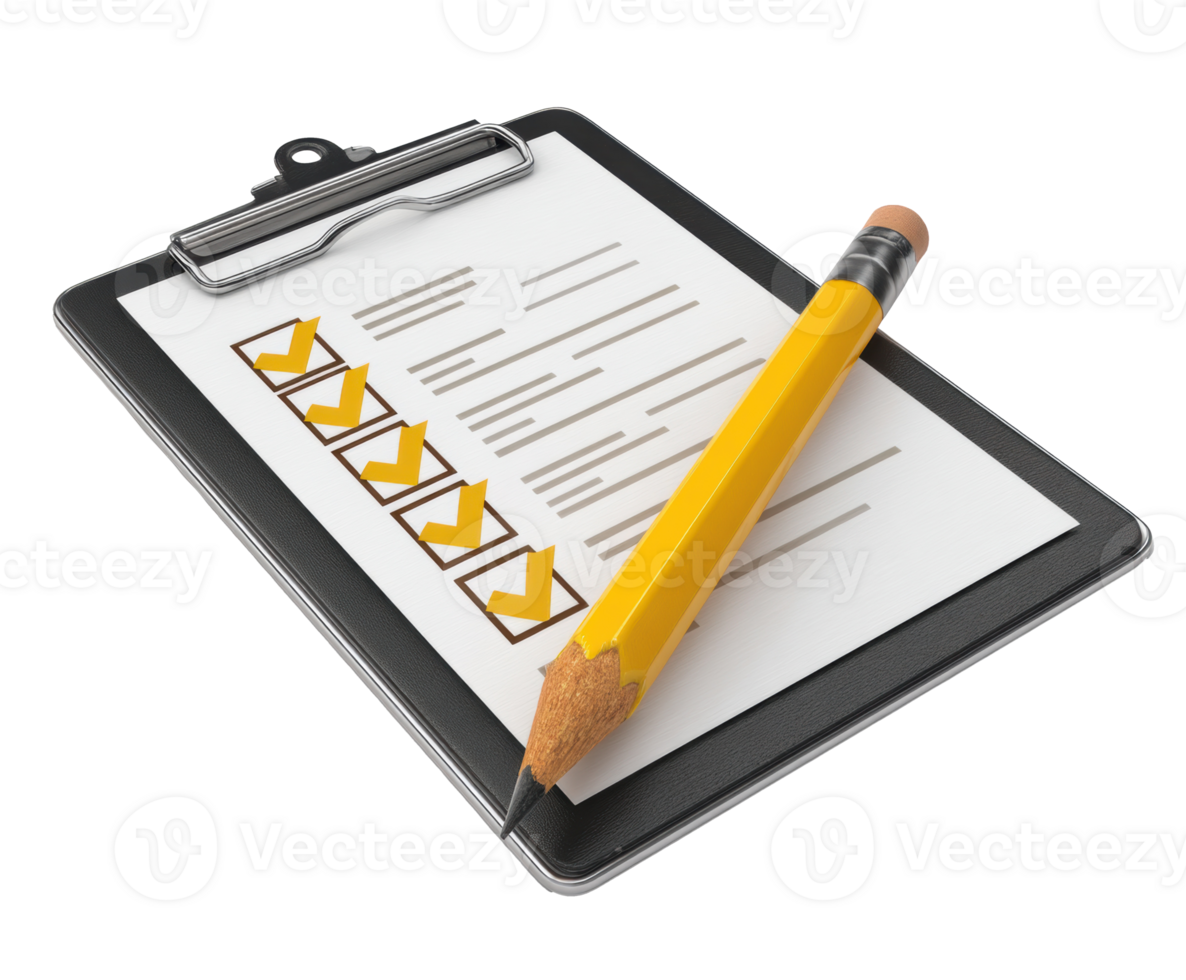 Checklist with pencil for task management and organization png