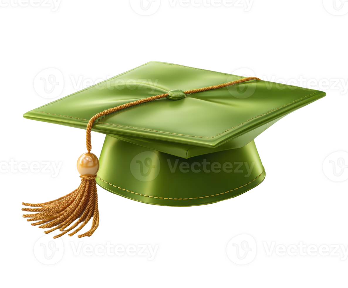 Green graduation cap with tassel for academic celebration png