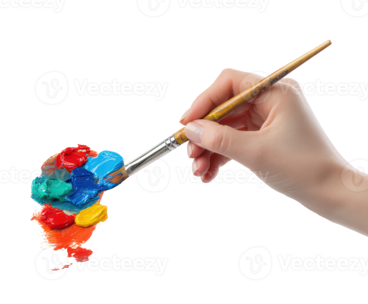 Artist's hand holds a vibrant paint palette png