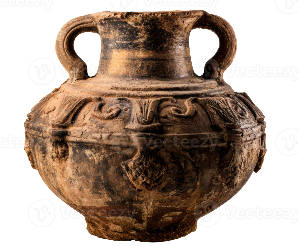 Ancient vase with intricate designs from history png