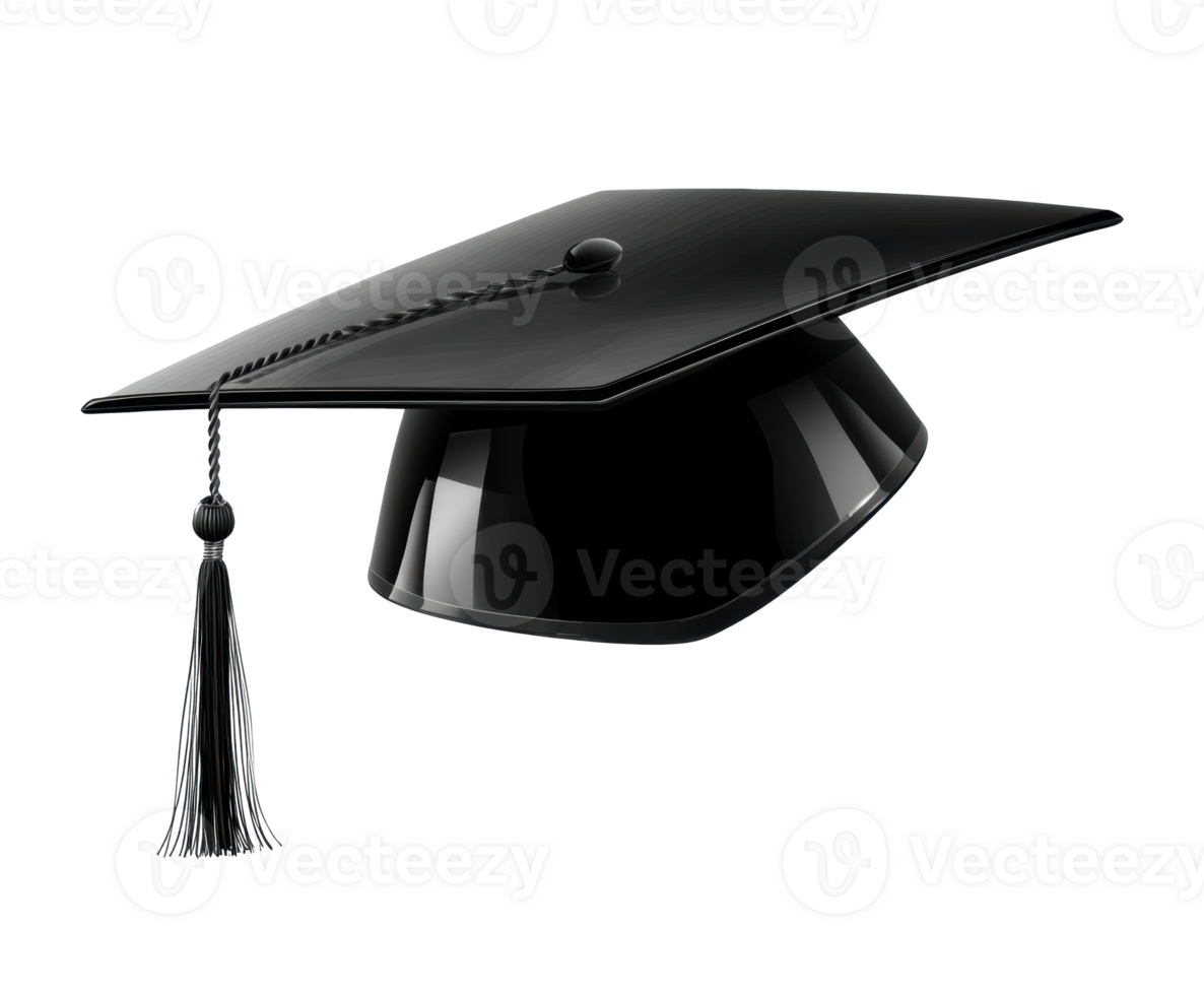 Black graduation cap for academic milestones png