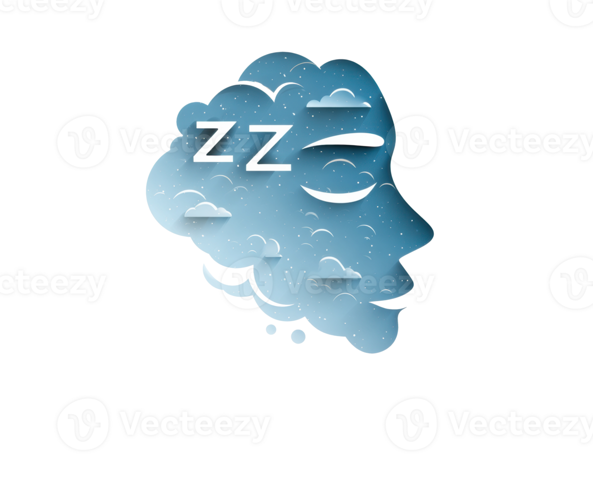 Concept of dreaming and sleep with cloud shapes and Zs png