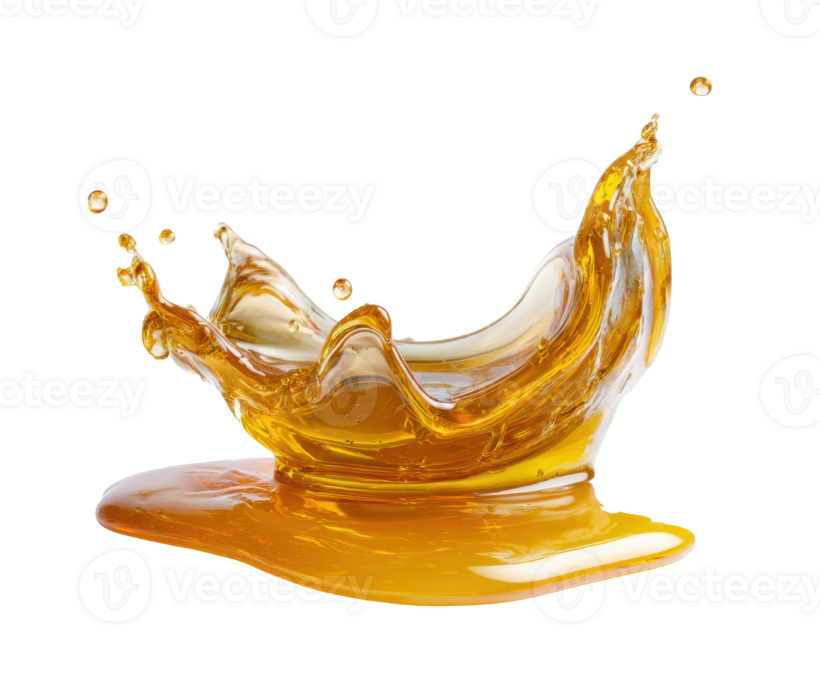Golden honey splash creating an artistic effect in liquid png
