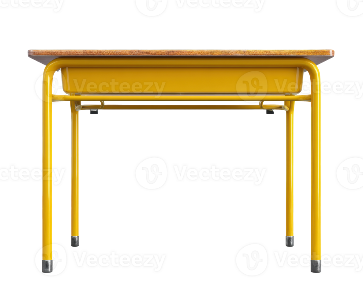 Bright yellow table with wooden top for modern spaces png