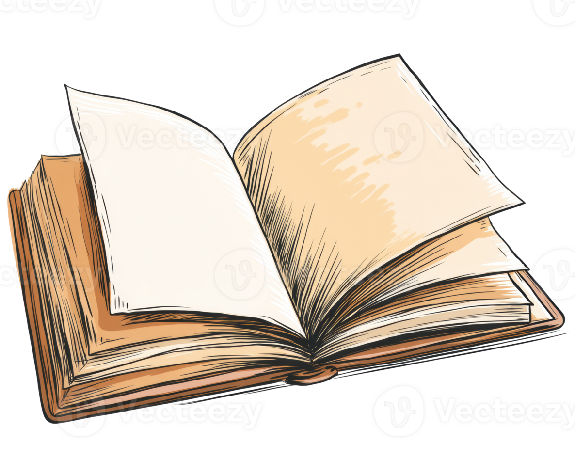 Open book with blank pages ready for creativity and ideas png