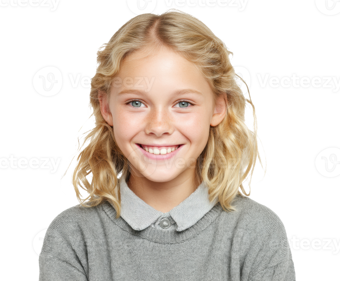 Joyful child smiling with carefree expression in casual attire png