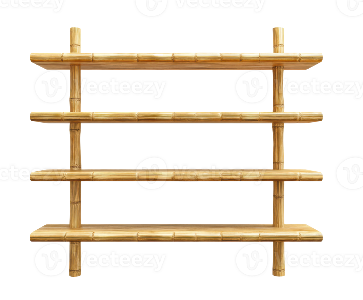 Bamboo shelving unit suitable for modern home decor and storage png