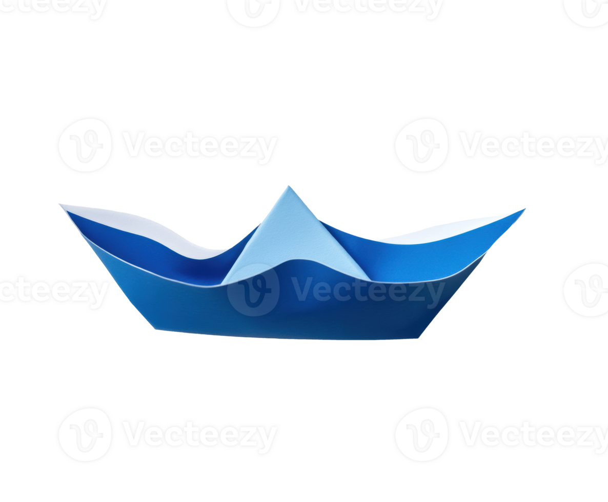 Creative paper boat floating on blue waters during summer joy png