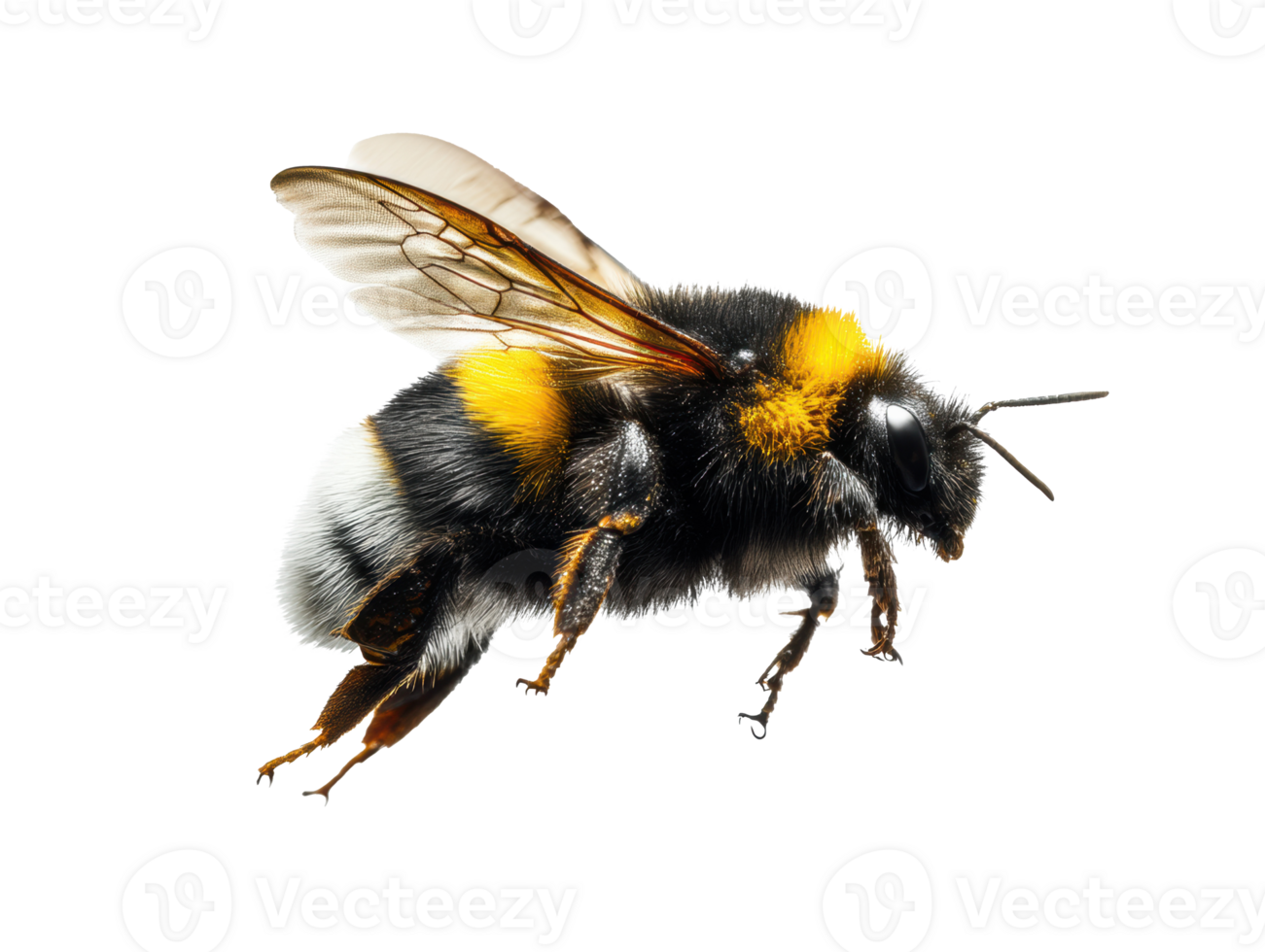 Bumblebee hovering over flowers in a summer garden png