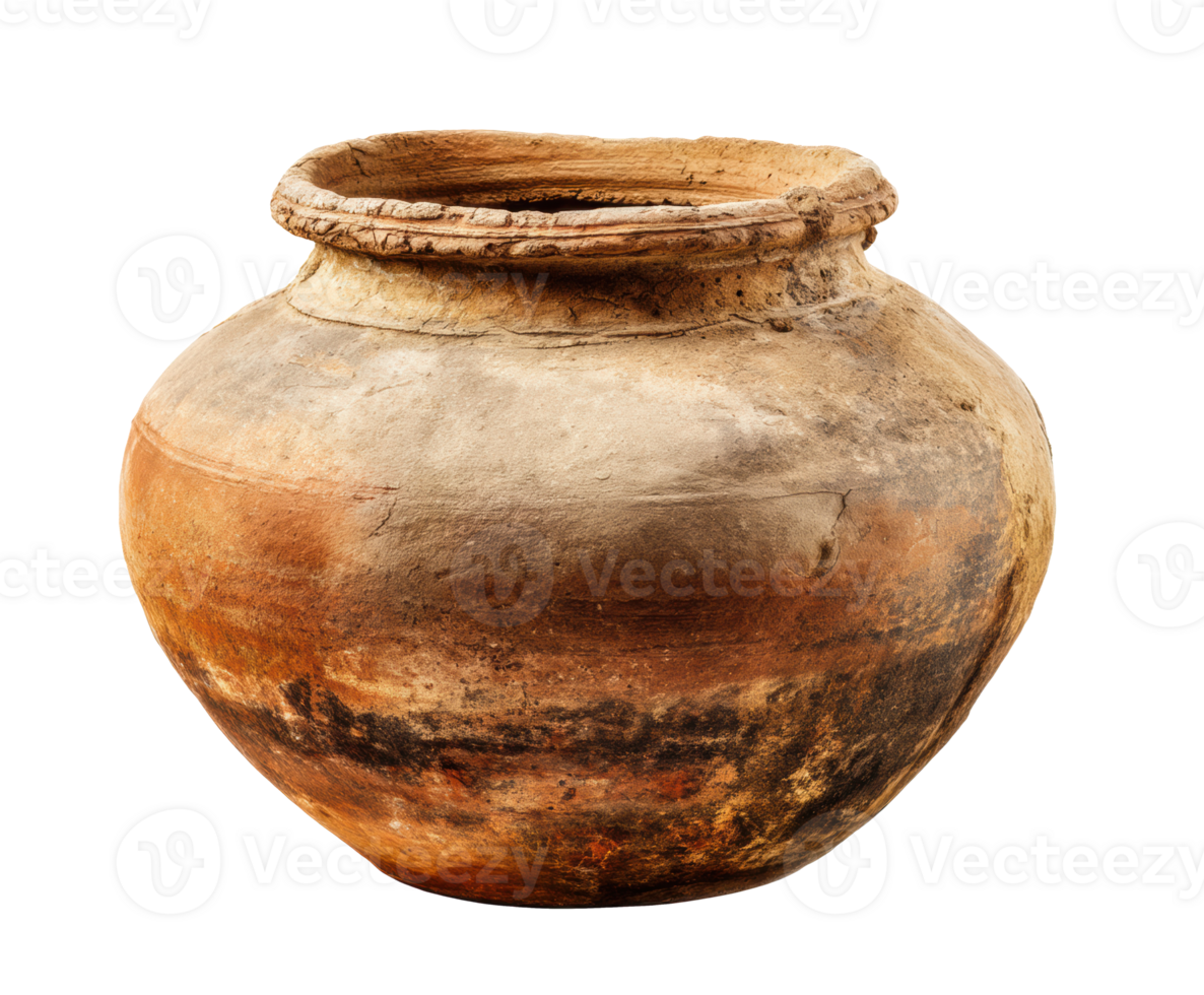 Traditional clay pot with rustic finish for home decor png